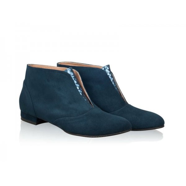 Botine piele naturala Lina Verde-Marin - sau Orice Culoare